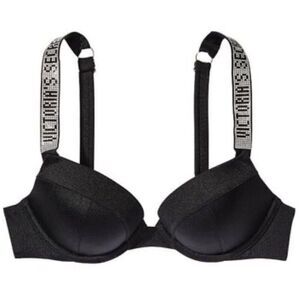 Victorias Secret Swim Shine Strap Sexy Tee Push Up Bikini Top Black